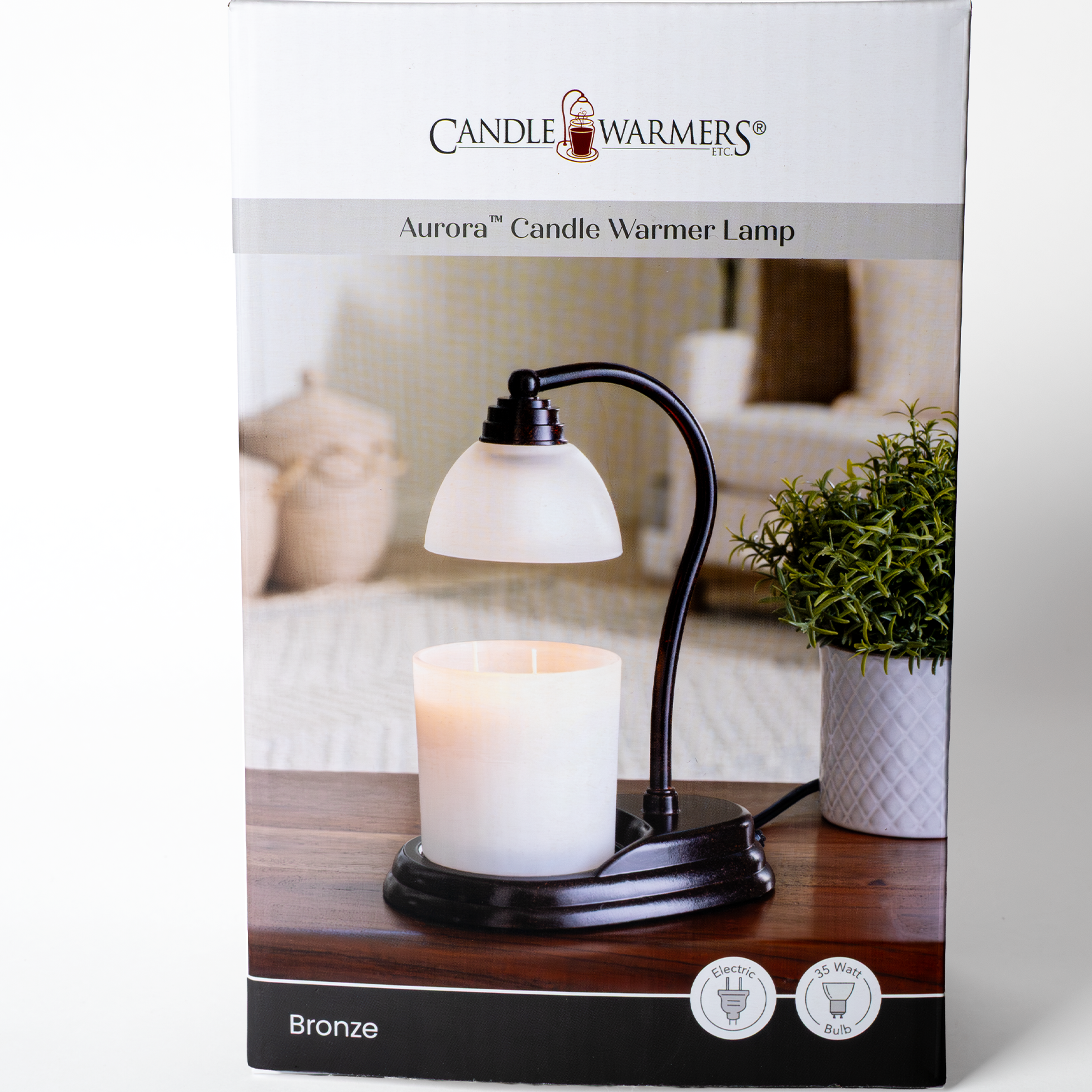 Bronze Signature Aurora Lamp with oil-rubbed bronze finish and frosted shade