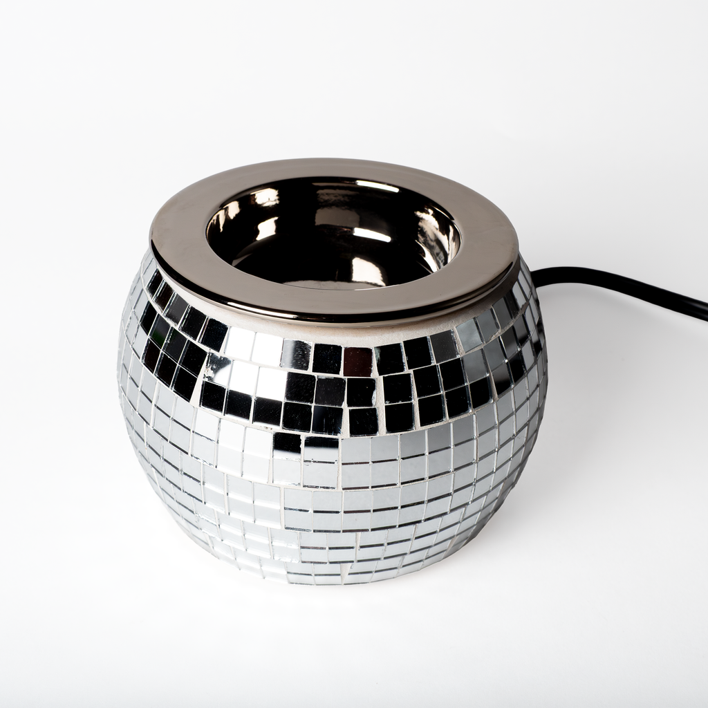 Detail of chrome finish and roller switch cord of Disco Ball Wax Warmer