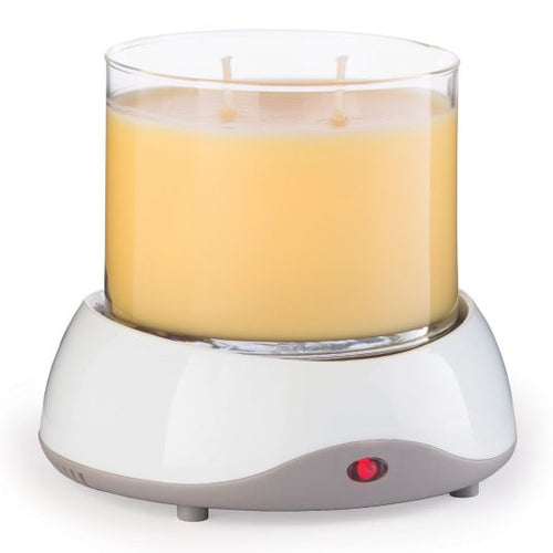 Close‑up of warming plate on Original Warmer with Auto Shut‑Off and melting candle
