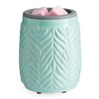 Close-up of the Mint Leaf Flip Dish Wax Warmer’s textured ceramic surface and flip-dish insert